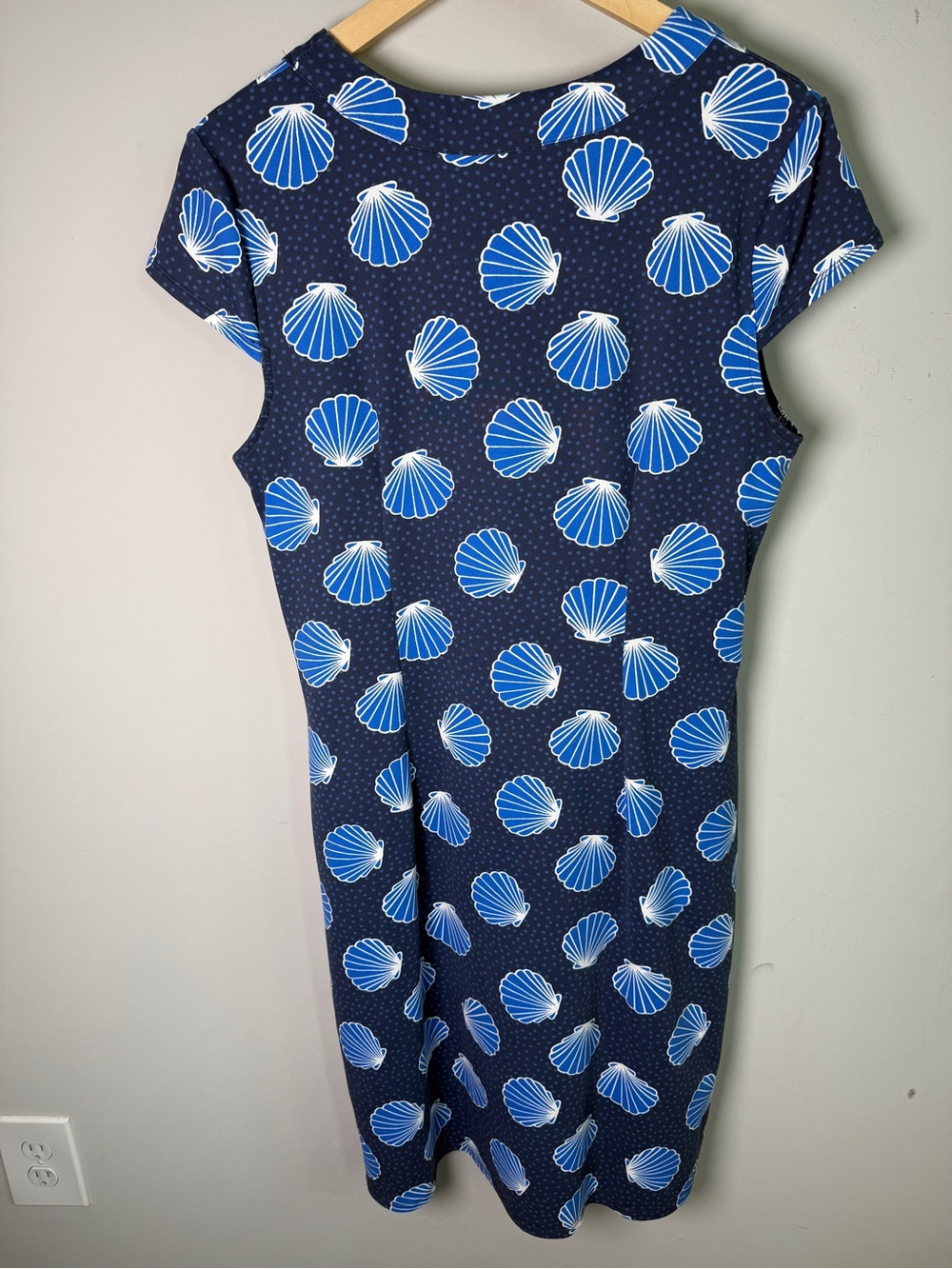 Sunsets & Sweet Tea Navy Seashell Print Dress Pockets Coastal Nantucket Size L - Picture 4 of 7